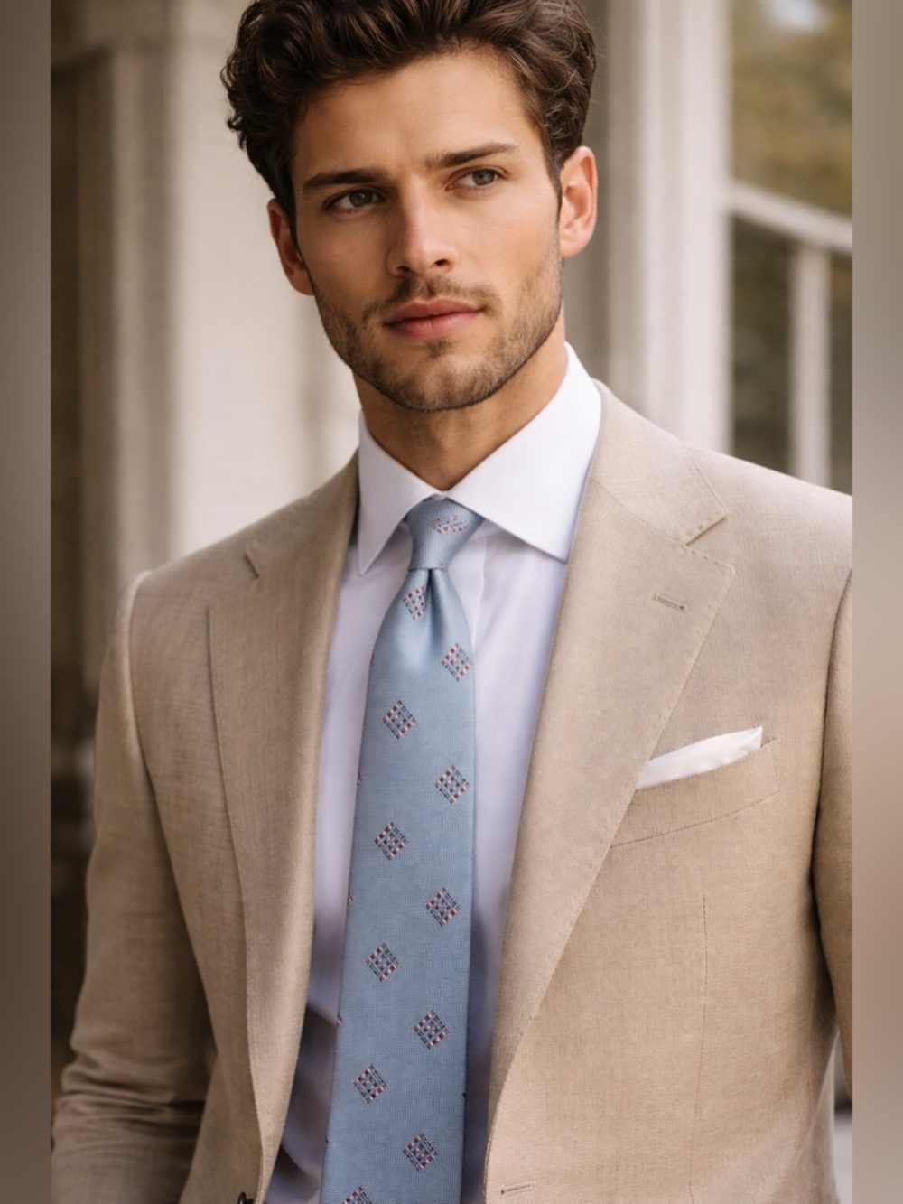 Christian Dior Vintage Blue textured Geometric Men’s Tie Quiet Luxury Designer